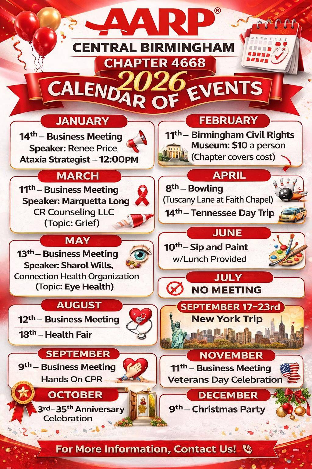 Central Birmingham Chapter 4668 Annual Calendar